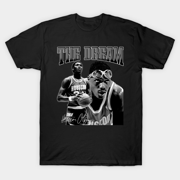 Hakeem Olajuwon The Dream Basketball Legend Signature Vintage Retro 80s 90s Bootleg Rap Style T-Shirt by CarDE